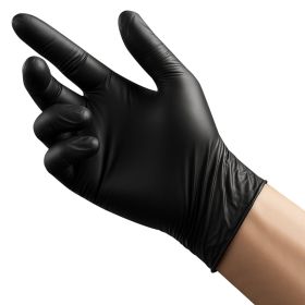 Disposable Gloves, 4.5 Mil Black Nitrile Gloves with Textured Fingertips, Latex & Powder-Free, Food-Grade, Puncture Resistance