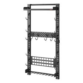 Gun Rack Wall Mount, Heavy Duty Steel, Indoor Rifle Shotgun Rack with Magazine Holder, MOLLE Panel, Gun Accessories Display Storage Holder