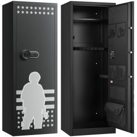 10-12 Gun Safe, Long Gun Cabinet for Rifles and Pistols, Quick Access Rifle Safe with 4 Pistol Pockets and 3 Adjustable Racks