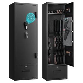 4 Gun Safe, Long Gun Cabinet for Rifles and Pistols, Quick Access Rifle Safe with 2 Ammo Slots, 2 Pistol Pockets & 2 Adjustable Racks