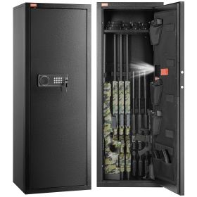 8-10 Rifles Gun Safe, Rifle Safe with Lock & Digital Keypad, Quick Access Tall Gun Storage Cabinet with Removable Shelf