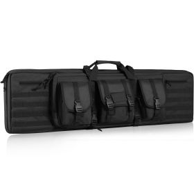 Rifle Bag, 42 inch Tactical Double Long Gun Bag, Soft Rifle Case with Lockable Zipper, Portable Handle & Shoulder Strap