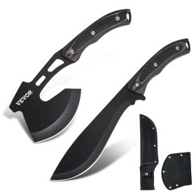 Hunting Knife and Hatchet Axe Combo Set with Sheath, Fixed Blade Tactical Knife and Camping Axe