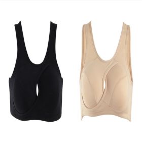 Women's Wireless Thin Gathered Vest Sports Breathable Beauty Back (Option: Set1-XL)