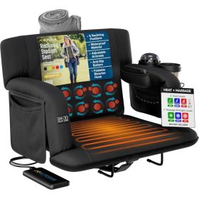 Alpcour Premium Heated Massage Reclining Stadium Seat For Bleachers With Back Support (Option: Black-25Wide)