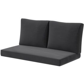 2 Seat Patio Furniture Cushions, Thick Outdoor Loveseat Cushion Set with Removable Cover, 46x26x5 in, Black (Option: Black-700x560x190 mm)