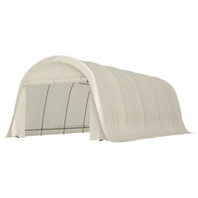 12' x 23.6' Heavy Duty Carport, UPF50+ Portable Garage Car Canopy Tent with Galvanized Frame, Large Door, Beige (Option: Beige-1610x435x215 mm)