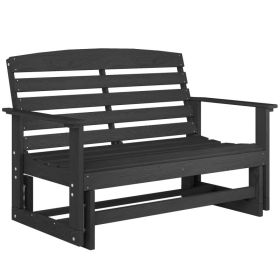Patio Glider Bench w/ HDPE Slatted Double Rocking Chair, Distressed Black (Option: Distressed Black-1200x240x700 mm)