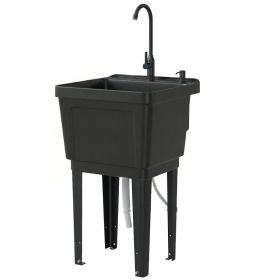 Portable 23-Gallon Utility Sink Laundry Tub for Washing Room, Freestanding Laundry Sink with Soap Dispenser, Black (Option: Black-530x500x390 mm)
