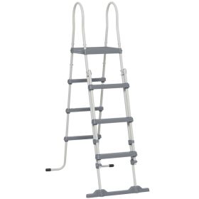 70" Above Ground Swimming Pool Ladder, A-Frame Deck Ladder with Top Platform, Non-slip Steps & Rounded Handrails for 48" Pool Wall Height, Gray (Option: Gray-1250x480x120 mm)