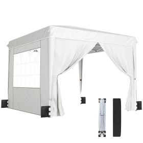 10 x 10 ft Pop Up Canopy Tent with Sidewalls, UPF50+ Outdoor Portable Instant Canopy Shelter with Carry Bag, White (Option: White-1190x250x245 mm)