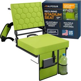 Alpcour Folding Reclining Stadium Seat With Back Support For Bleachers (Option: Lime-17Wide)