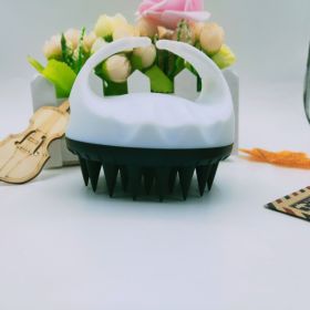 Factory Direct Sales Amazon Hot Sale Hand-held Silicone Shampoo Brush Massage Brush Shampoo Comb Bath Massage Tool (Option: White Cover With Black Teeth)