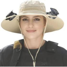 Solar Cooling Hat With Built-in USB Fan - For Outdoor Camping, Beach, And Construction - Lightweight And Breathable Sun Protection Hat For Men An (Option: Khaki 1ps)