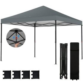 10 x 10 ft Pop Up Canopy Tent with One Push Setup, Outdoor Portable Instant Canopy Shelter w/ Roller Bag, Dark Gray (Option: Dark Gray-1210x205x220 mm)