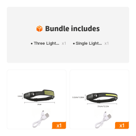 Built-in Battery Sensor Headlamp COB LED USB Rechargeable Headlamp With 5 Lighting Modes (quantity: Three Light Strips+Single Light Strip)