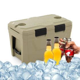 Portable Cooler Hard Shell Ice Chest for Outdoor Camping (Type: Coolers, Color: Tan)