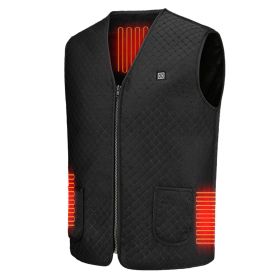Unisex Black Heat Jacket Vest 3 Heating Gear Adjustable USB Heated Vest Warm Heat Coat Vest w/ 5 Heating Zones For Men Women Winter Outdoor Activ (size: 2XL)