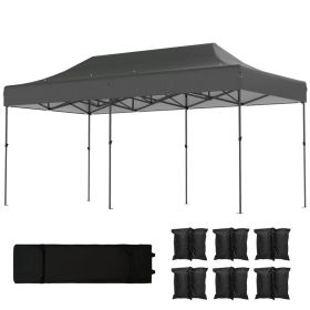 10 x 20 ft Pop Up Canopy Tent, Heavy Duty UPF50+ Outdoor Portable Instant Canopy Shelter with Wheeled Bag, Dark Gray (Option: Dark Gray-1660x395x280 mm)